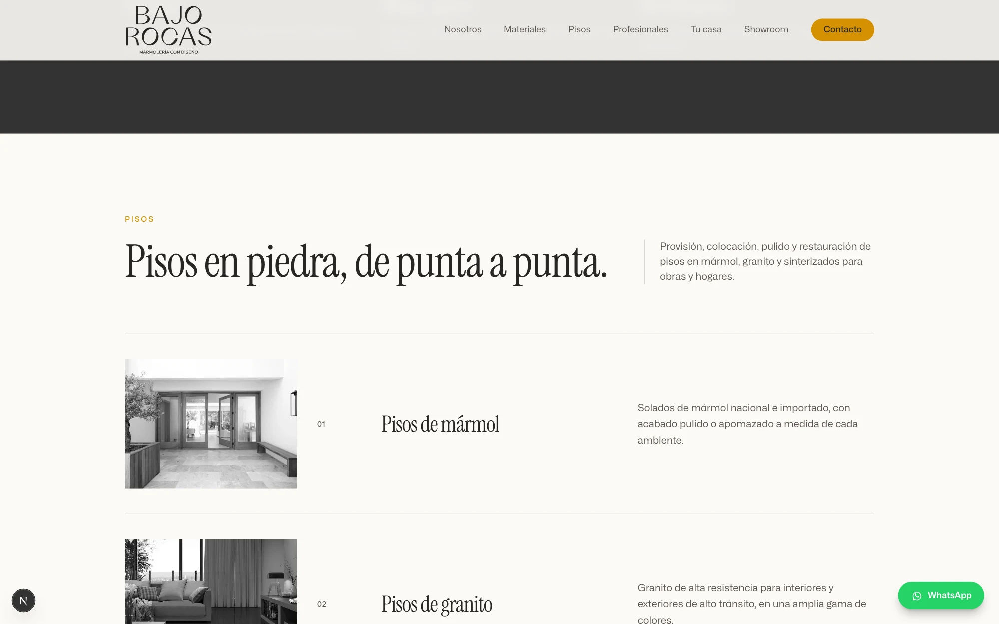 Línea de pisos en piedra